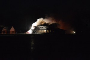 A home on Chapman Lake is believed to be a total loss after a fire reportedly started in the home's chimney. County GIS records indicate the home is owned by Warsaw attorney Chris Kehler. (Photo provided by Rob Blackford)