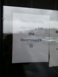 A sign on the door at The Underground today says the business is closed, but for how long is yet to be seen. (Photo by Alyssa Richardson)