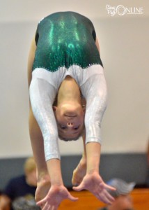 Kim Garber of Wawasee works through her beam routine.