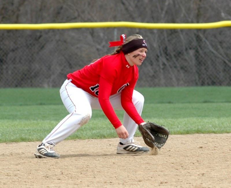 Grace College shortstop Sam Fields plays defense Saturday. Fields, the program's all-time leader in hits, was honored on Senior Day (Photo by Tony Stennett)