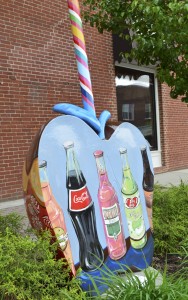 This apple, commissioned by Veni's Sweet Shop, was painted by Stillson and is visible downtown Nappanee.  (Photo by Stillson Studios)