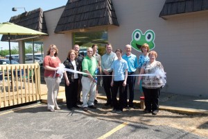 Front row (left to right): Lori Bolyard, Beacon Credit Union and Chamber Ambassador; Cindy Dobbins, Warsaw City Council; Kim Frauhiger, Froggy’s Owner; Charity Cordill, Froggy’s Manager; and Joni Truex, Builder’s Association Kosciusko Fulton Counties and Chamber Ambassador. Back row (left to right):  Emerson Poort, Beauchamp & McSpadden and Chamber Board Member; Renea Salyer, Member Relations Coordinator Warsaw Kosciusko County Chamber; Mark Dobson IOM, President & CEO Warsaw Kosciusko County Chamber; Rick Kerlin, Kerlin Motors and Chamber Board Member; and Jane Wear. Cardinal Services and Chamber Board Member.  (Photo provided)