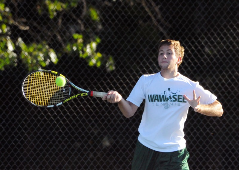 Wawasee senior Kyler Love won at No. 1 singles Thursday in the NLC Tournament at Plymouth (File photos by Mike Deak)