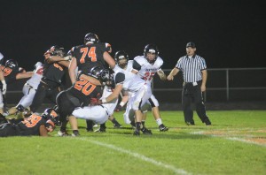 Tristan McClone bulls in for one of his two touchdowns Friday night.