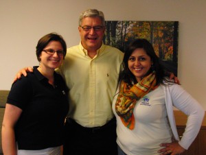 Kendal Stewart, International Donor Relations Coordinator, Habitat for Humanity of El Salvador, left, and Patricia de Arcia, volunteer coordinator for Habitat for Humanity of El Salvador, recently toured Warsaw and met with Warsaw Mayor Joe Thallemer. (Photo provided)