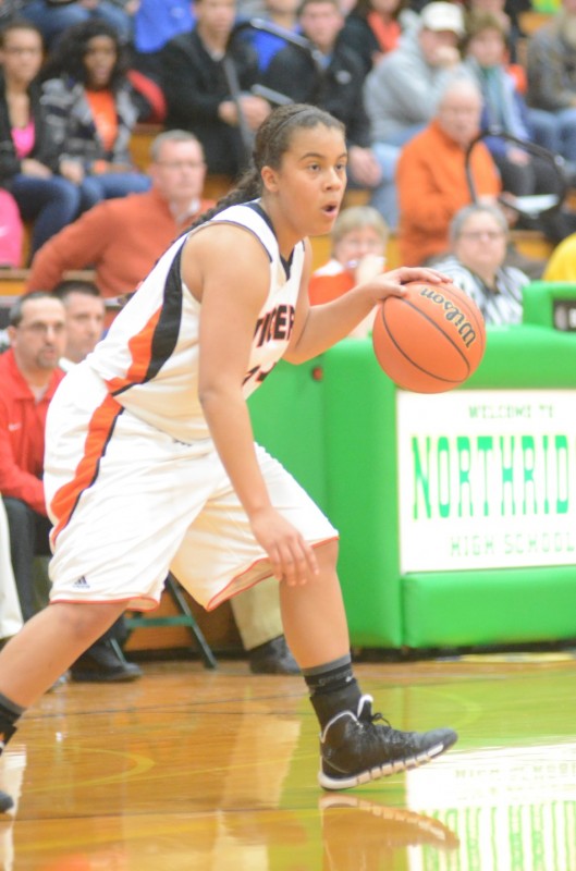 Brooklyn Harrison looks to attack for Warsaw Tuesday night versus Elkhart Memorial.