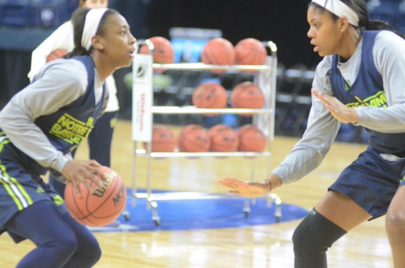 Irish star sophomore Jewell Loyd, the top scorer for her undefeated team, works on her game at practice Friday.