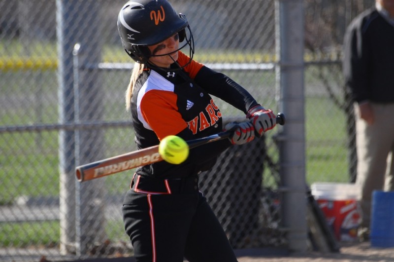 Alexa Glass takes a cut for Warsaw Wednesday. The Tigers rallied to edge Goshen 6-5 in NLC action at WCHS (Photos by Amanda Farrell)