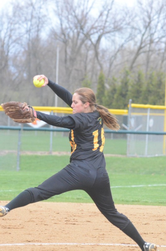 Northridge star pitcher Haley Nixon prepares to let it fly Wednesday night versus Warsaw.