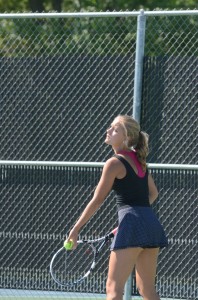 Camille Kerlin prepares to serve for Warsaw.