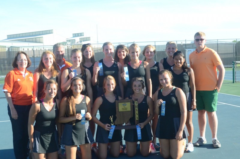 The Warsaw girls tennis team is all smiles Friday after beating Columbia City 4-1 to win their own sectional championship.