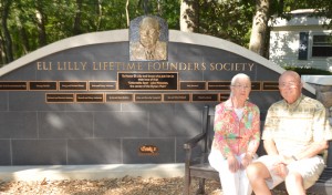 Harriett Inskeep and Al Campbell are two of the Eli Lilly Lifetime Founders Society members honored at the dedication of the Founder's Wall at Wawasee Area Conservancy Foundation education center. (Photo by Deb Patterson)