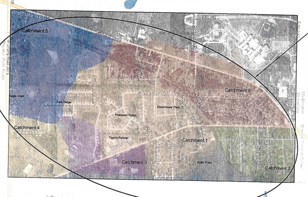 This map shows the area included in the South Side Drainage Study. Proposals are expected in six months on resolutions to solve issues.