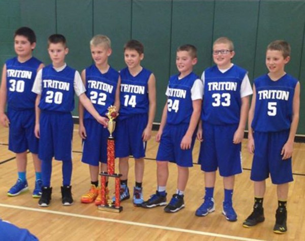 The Triton Elementary fifth grade boys basketball A team wins the Riverside Tournament.