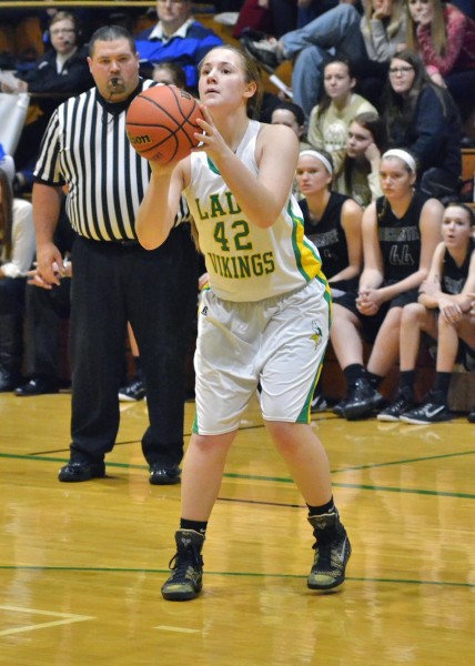 Hannah Dunn takes a jump shot for the Vikings.