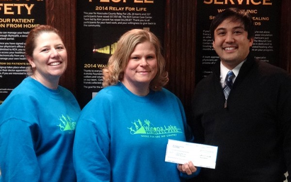 Shelby Beam, Winona Lake Park board president; Holly Hummitch, Winona Lake Parks department director; and Jay de los Reyes: chief operating officer  at KCH. 