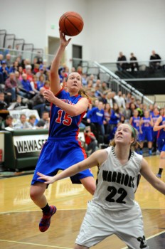 Whitko's Aly Reiff sails in for a shot attempt against Wawasee.