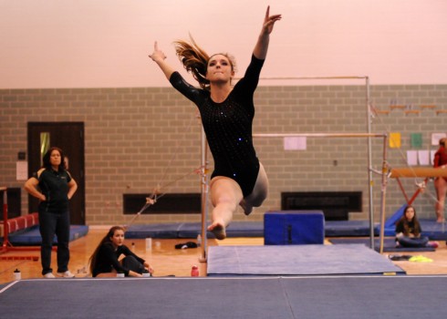 LeighAnn Shrack of Wawasee posted her highest floor score of her career Tuesday night, an 8.15.