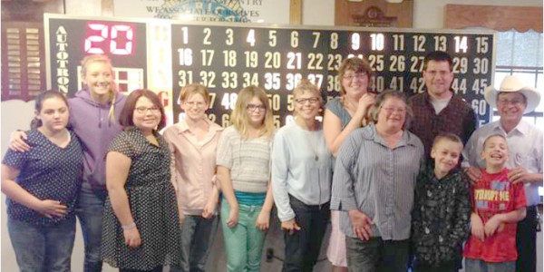 Pictured at a recent special Bingo match event, from left, are: Little Sister Desarae; Big Sister Alex Noppert; LS Angel; BS Kiersten Hurne; LS Phoenyx; BS Julie Wozniak; LS Lizzy; BS Darla Gagnon; BB Rob DeBeck; LB Drake; LB Josh; and BB Donald Laughlin 