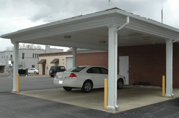 Milford’s first responding law enforcement vehicles are stored in this space behind town hall, where, during the winter, important instruments like the computer, heart defibrillator and preliminary breath test devices are subject to subfreezing temperatures. This is just one of the many infrastructure issues the town study will seek to address.