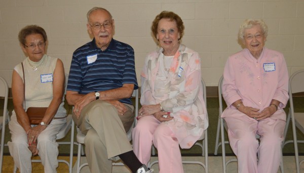 The oldest alumni in attendance at Saturday night's Syracuse High School Alumni Banquet were (from left): Sarah Jane Beatty (class of 1944), George Bushong (class of 1940), Jean (Ketering) Koher (class of 1943) and Priscilla Rhode (class of 1938).