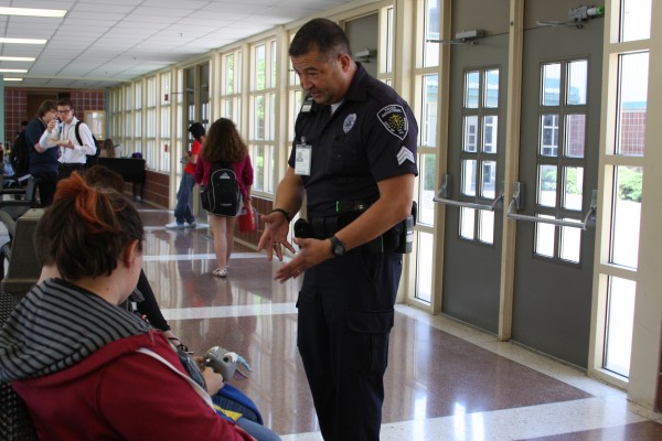 Officer Morales speaks with students.  (Photos provided)