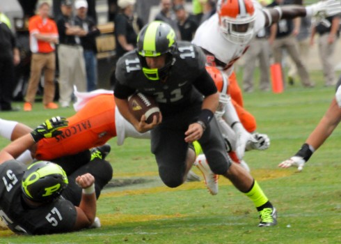 Purdue quarterback David Blough finds room to run.