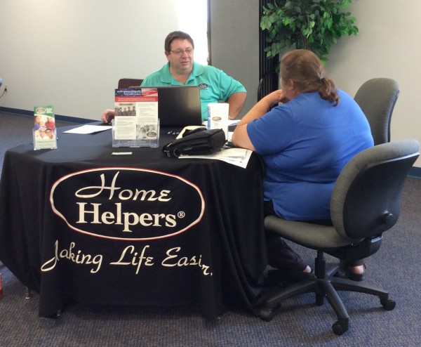 Community Career Center in Warsaw hosts job fairs and hiring events on a regular basis. Picture at a hiring event conducted is James Woodcox, business development coordinator, for Home Helpers.
