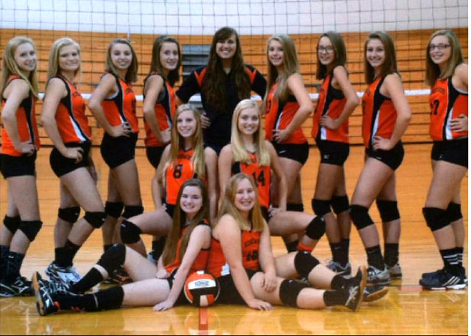 The Edgewood eighth grade volleyball team finished fifth at the 2015 Eighth Grade Indiana State Volleyball Championships in Muncie over the weekend. Pictured in front are, from left, Kylie Prater and Katie Schmidt. In the middle row are McKenna Hawblitzel and Brooklyn Slone. In the back row are Allie McGuire, Kaia Hummitch, Grayson Kilburn, Kiera Hatfield, coach Bethany Tribbett, Gwyn Bellamy, Emma Hoff, Delaney Walters and Haley Howard. (Photo provided)