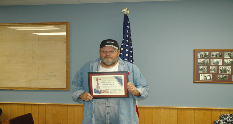 Milford Utilities Superintendent Randy Veach was named "Small System Operator of the Year" by the Indiana Rural Water Association.