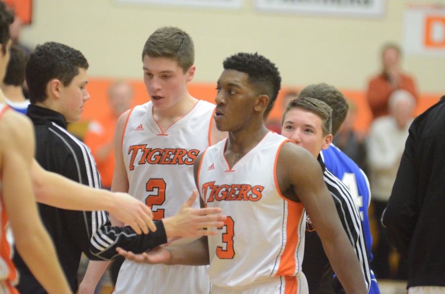 Guards Paul Marandet and Kyle Mangas, shown above, are two big reasons Warsaw is undefeated. The Tigers are tied atop the NLC standings with NorthWood, who they face on Jan. 29.