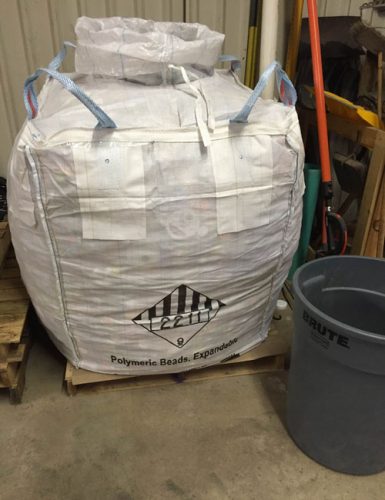 Shown is a bag holding 500 pounds of plastic bottle caps. The caps will be sent to a recycler in Evansville to be made into plastic benches. Triton Elementary students and the community have collected 2,500 pounds of plastic