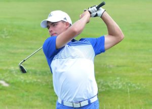 Jordan Anderson hits a tee shot on the back nine. (Photos by Nick Goralczyk)