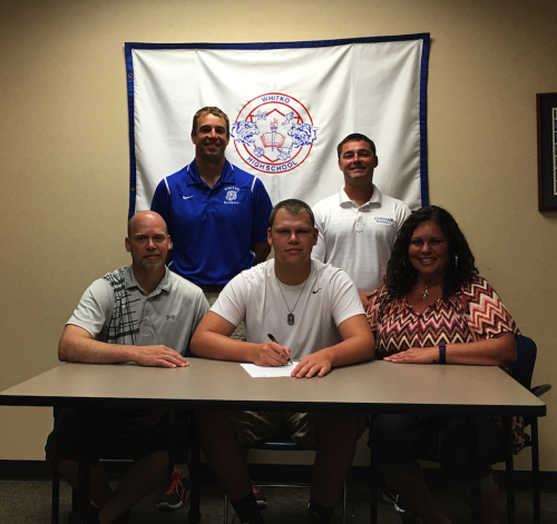 Pictured in front are, from left to right, James Gaff, Tanner Gaff and Deb Gaff. In the back is Whitko baseball coach Erik Hisner and USF assistant Dustin Butcher. (Photo provided)