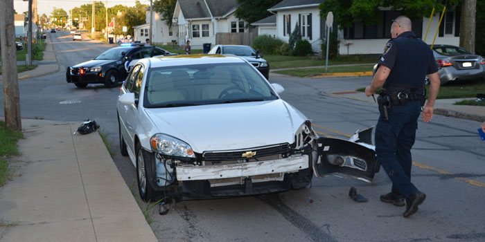 Front end damage to one of the vehicles.