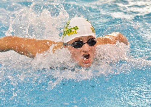 Wawasee's Jake Cowan swims the 100 fly during Saturday's invite. (Photos by Nick Goralczyk)